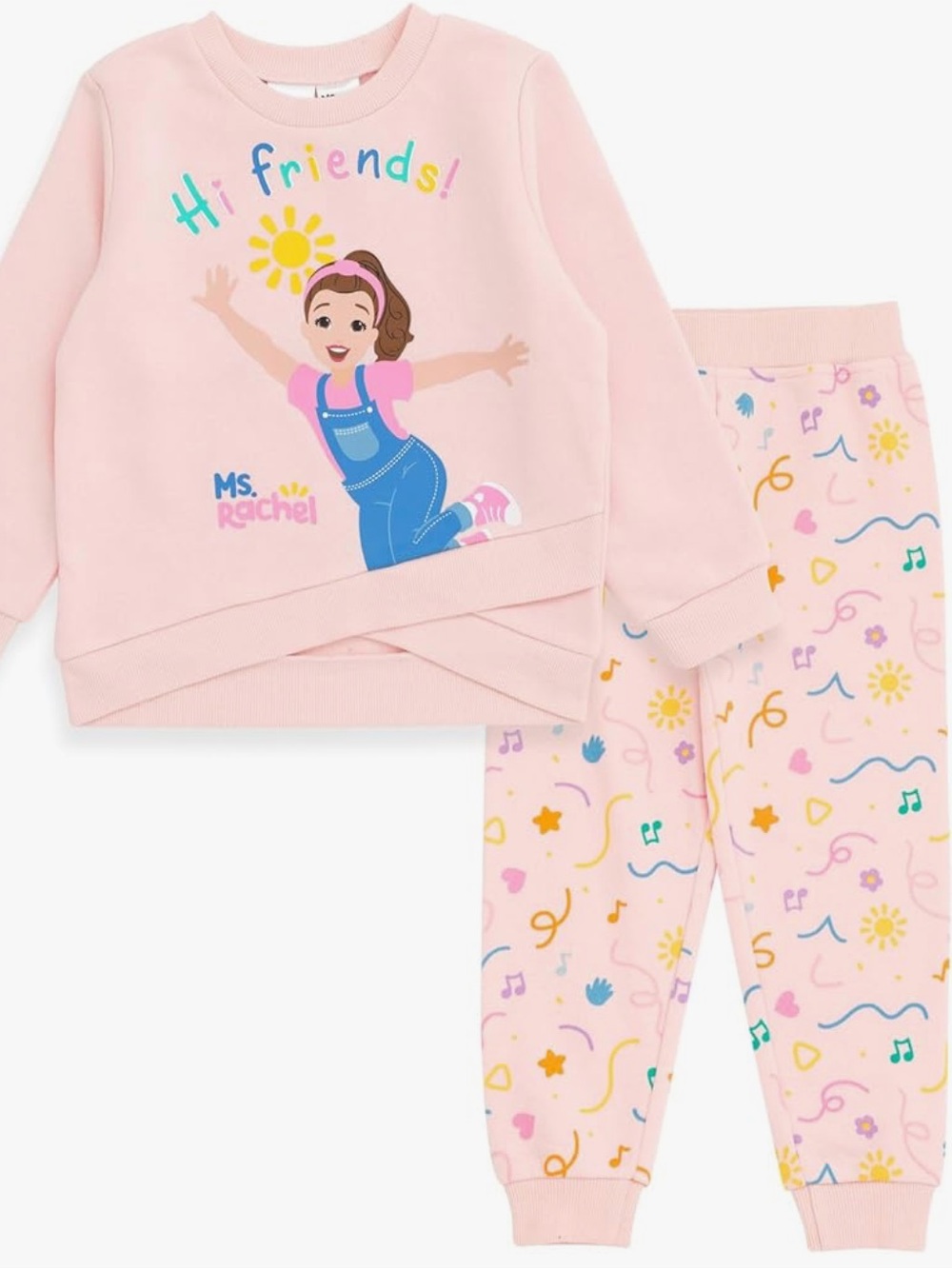 Ms. Rachel Girls' Pink Sunshine & Music Print Pajama Pants
